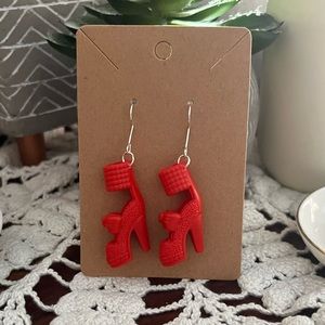 *3 for $20* Red Bow Pump Barbie Shoe Earrings
